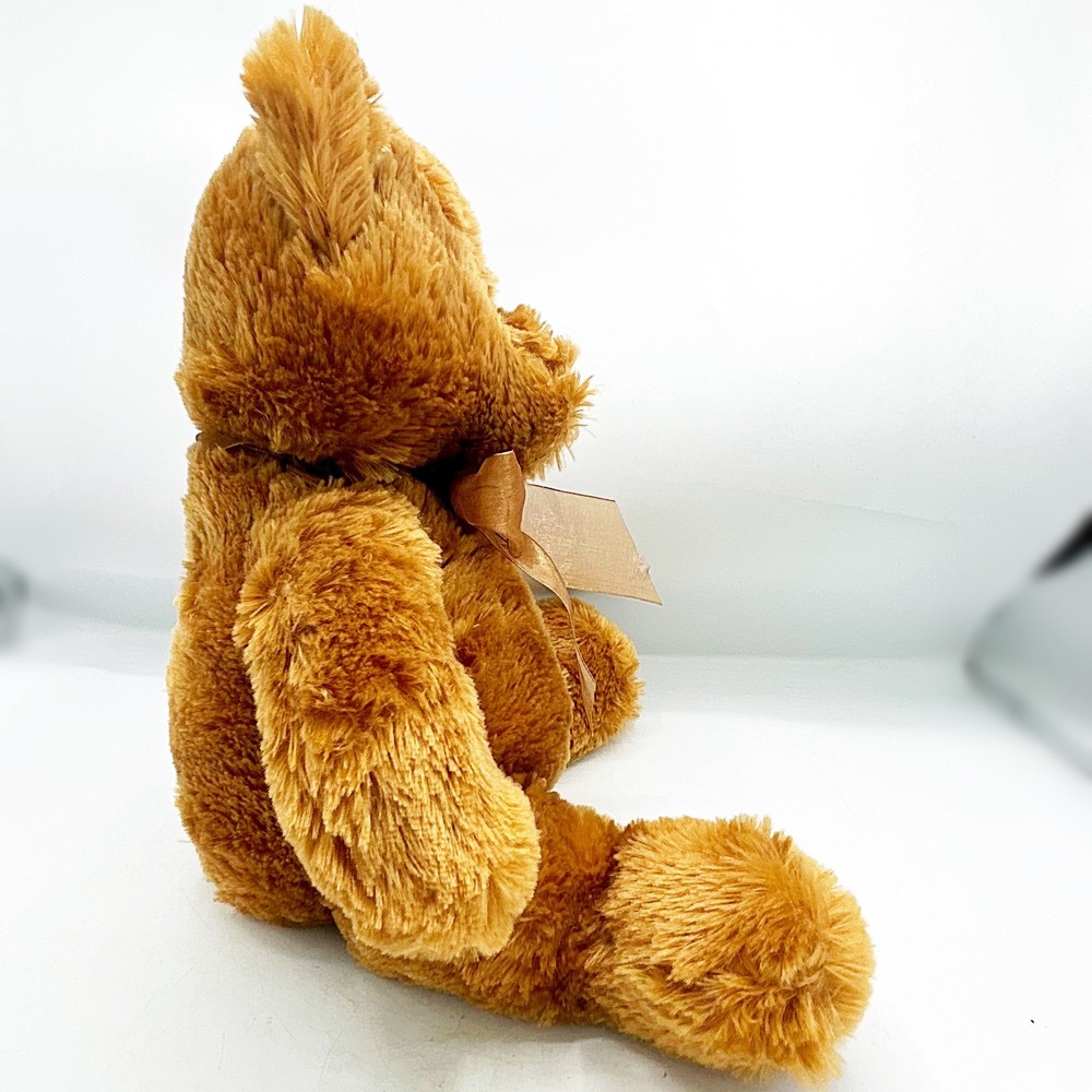 Teddy Bear Plush Brown Shaggy‎ Fur with Organza Ribbon 12" H - Picture 6 of 7